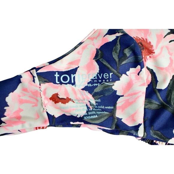 Tori Praver Hawaiian Inspired Floral Bikini Top Swim XS‎ Beach Vacation Coastal - Picture 4 of 6